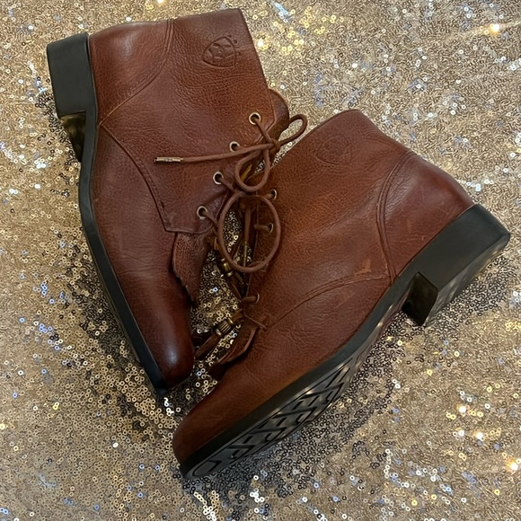 ARIAT ankle boots Vintage 90's lace up Tassle Fringe Ropers in BROWN - Picture 4 of 9